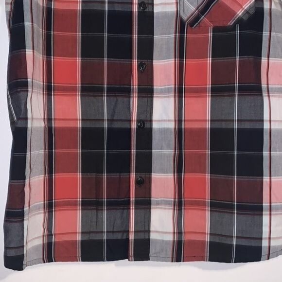 Levis Mens Red/Black Plaid Short Sleeve Button-Up Shirt Size M - Picture 6 of 10